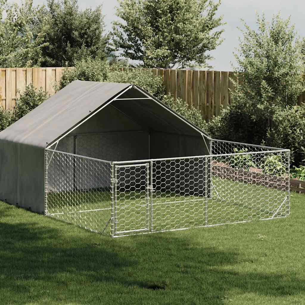 vidaXL Outdoor Dog Kennel with Run 5x3x1.9 m Galvanised Steel