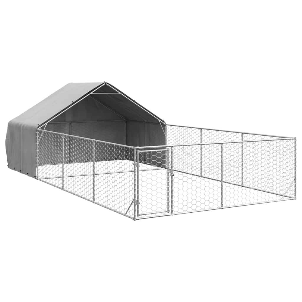 vidaXL Outdoor Dog Kennel with Run 7x3x1.9 m Galvanised Steel