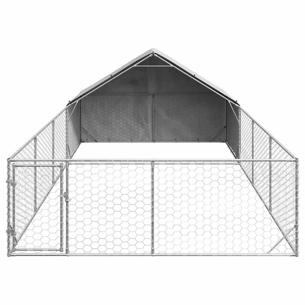 vidaXL Outdoor Dog Kennel with Run 7x3x1.9 m Galvanised Steel