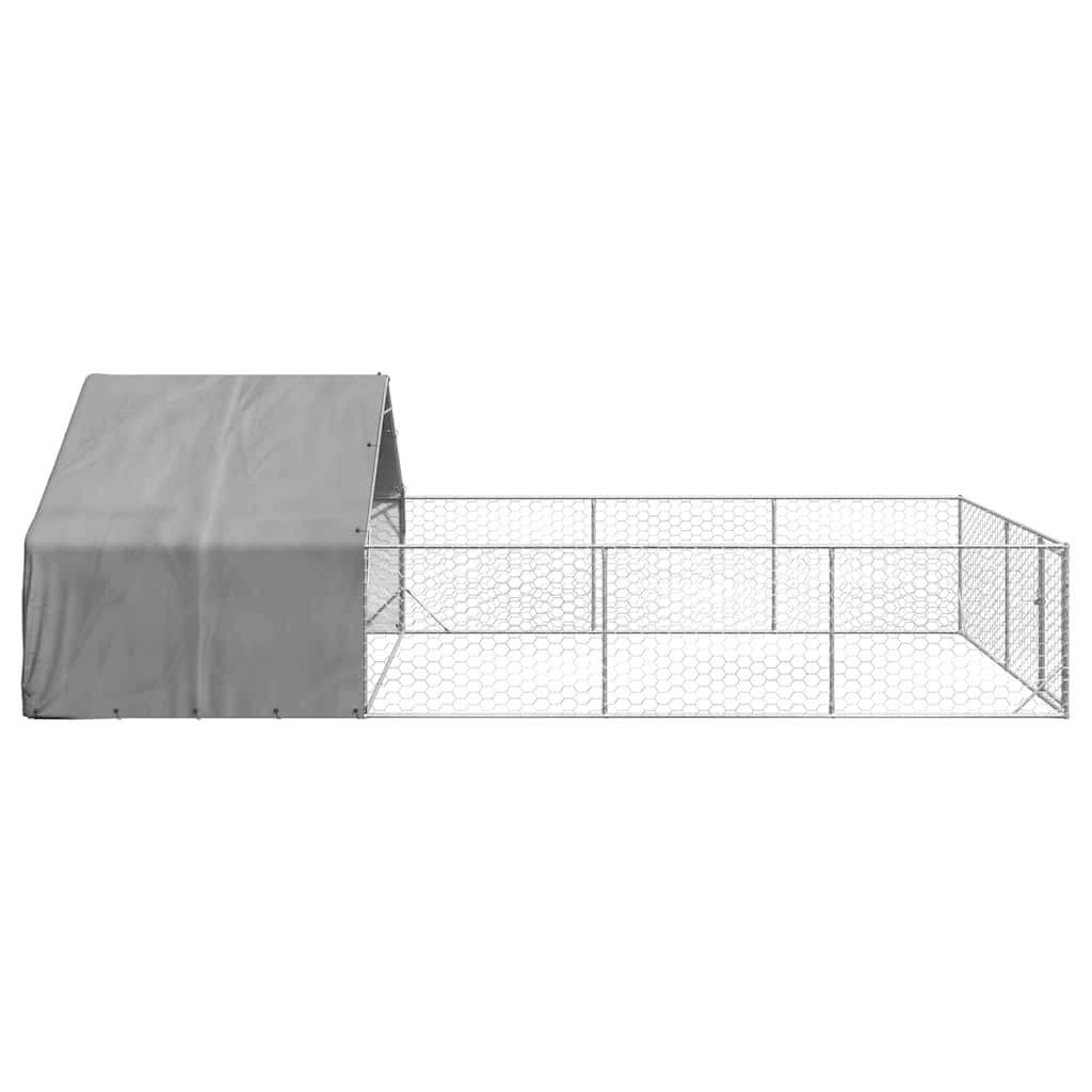 vidaXL Outdoor Dog Kennel with Run 7x3x1.9 m Galvanised Steel