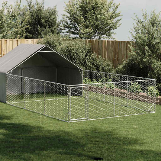 vidaXL Outdoor Dog Kennel with Run 7x3x1.9 m Galvanised Steel