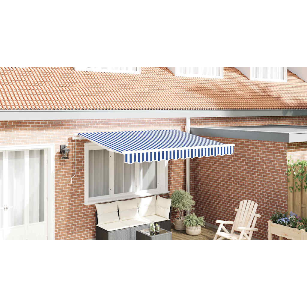 Awning Replacement Fabric Blue and White 2.5 x 2 m Polyester