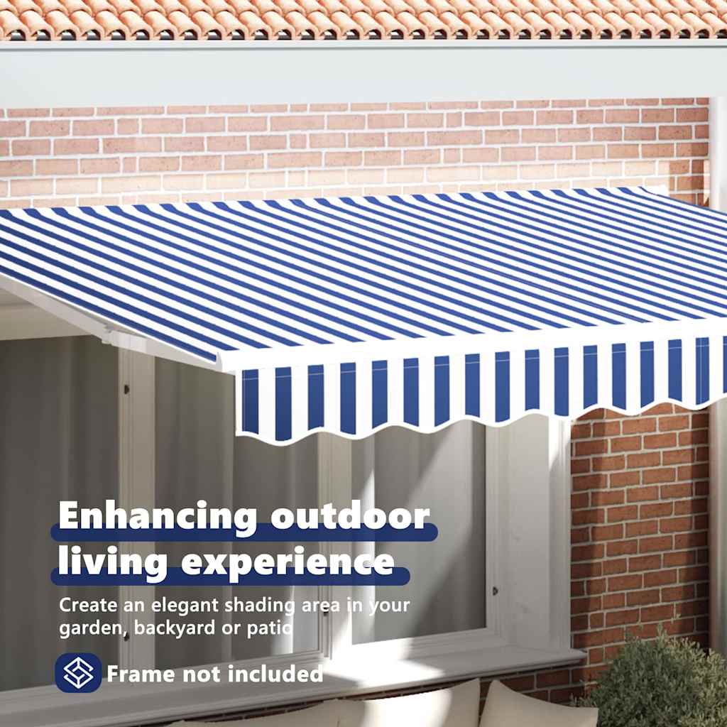 Awning Replacement Fabric Blue and White 2.5 x 2 m Polyester