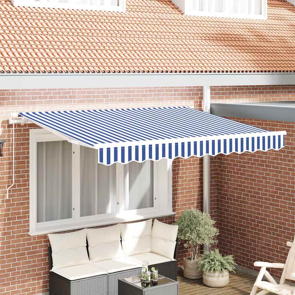 Awning Replacement Fabric Blue and White 3 x 2 m Polyester
