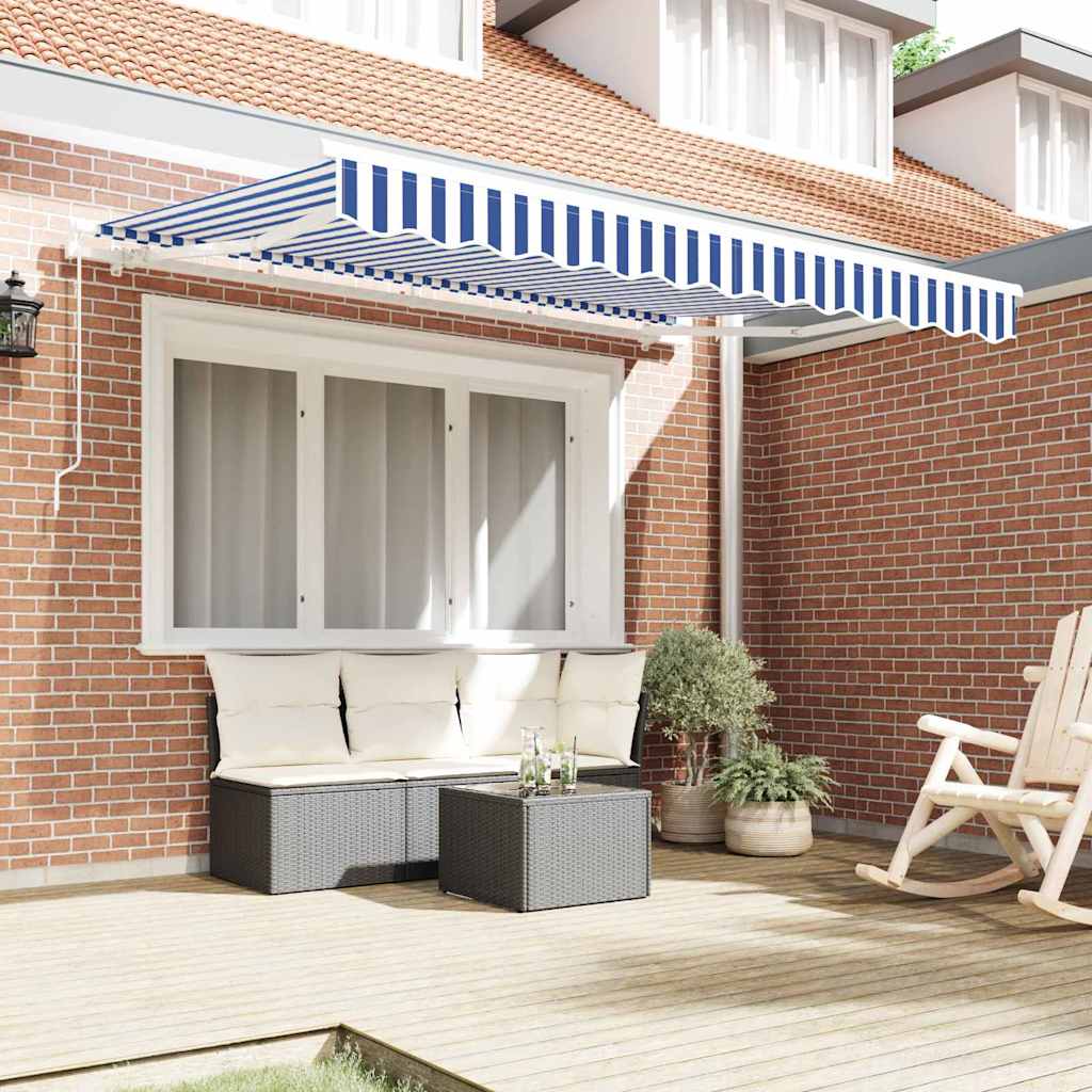 Awning Replacement Fabric Blue and White 3.5 x 2 m Polyester