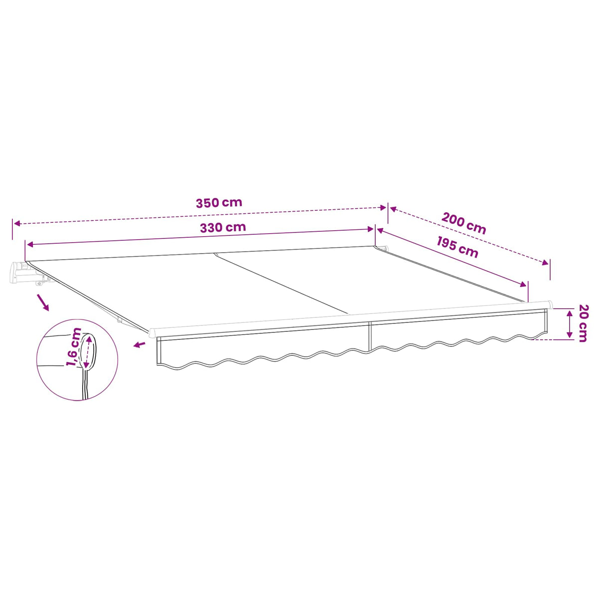 Awning Canopy Replacement for 3.5x2 m Yellow & White Stripe