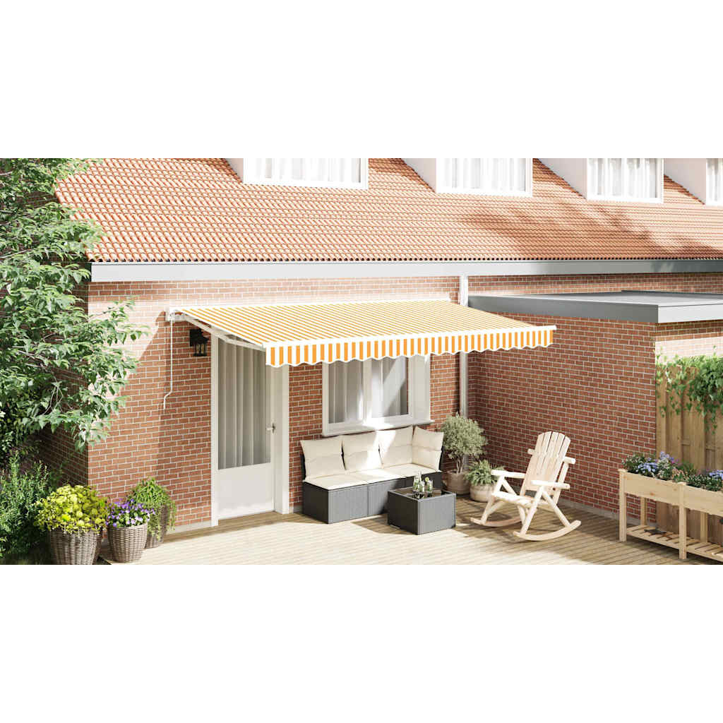 Awning Replacement Fabric Yellow and White 4 x 2 m Polyester