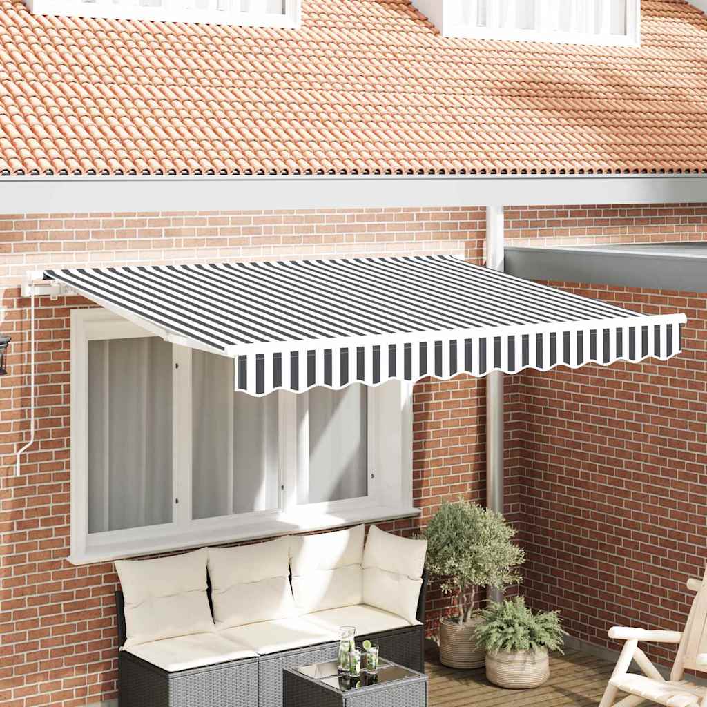 Awning Replacement Fabric Anthracite and White 3.5 x 2 m