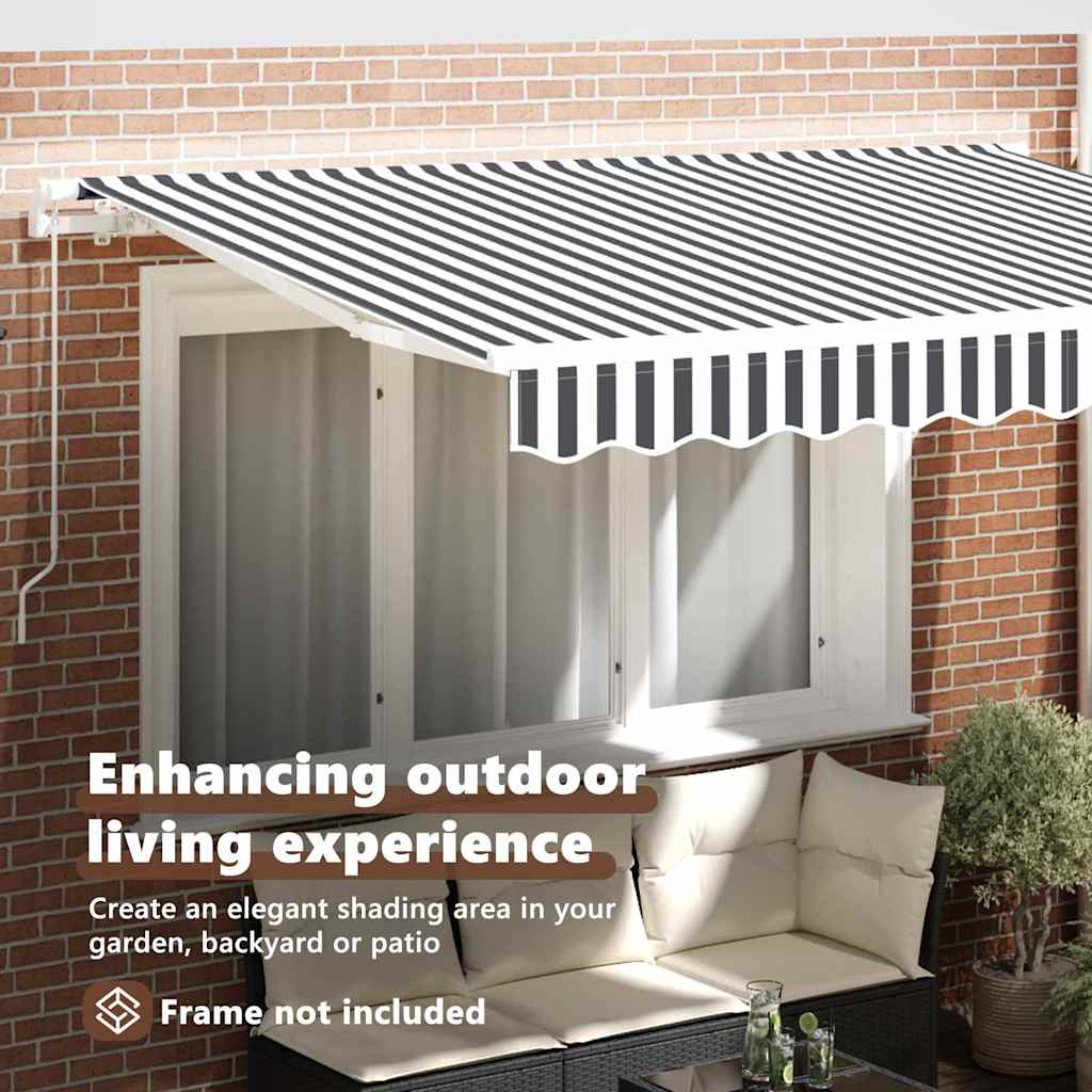 Awning Replacement Fabric Anthracite and White 3.5 x 2 m