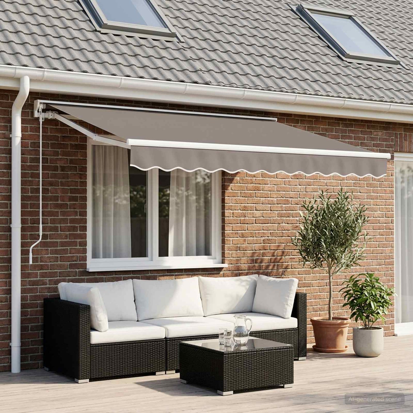 Awning Replacement Fabric Light Grey 280 x 245 cm Polyester