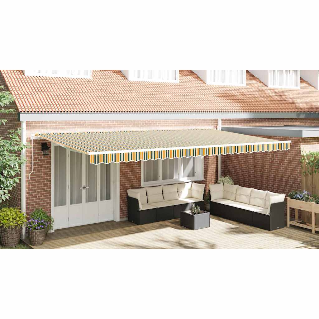 Awning Replacement Fabric Green and yellow 6 x 3.5 m Polyester