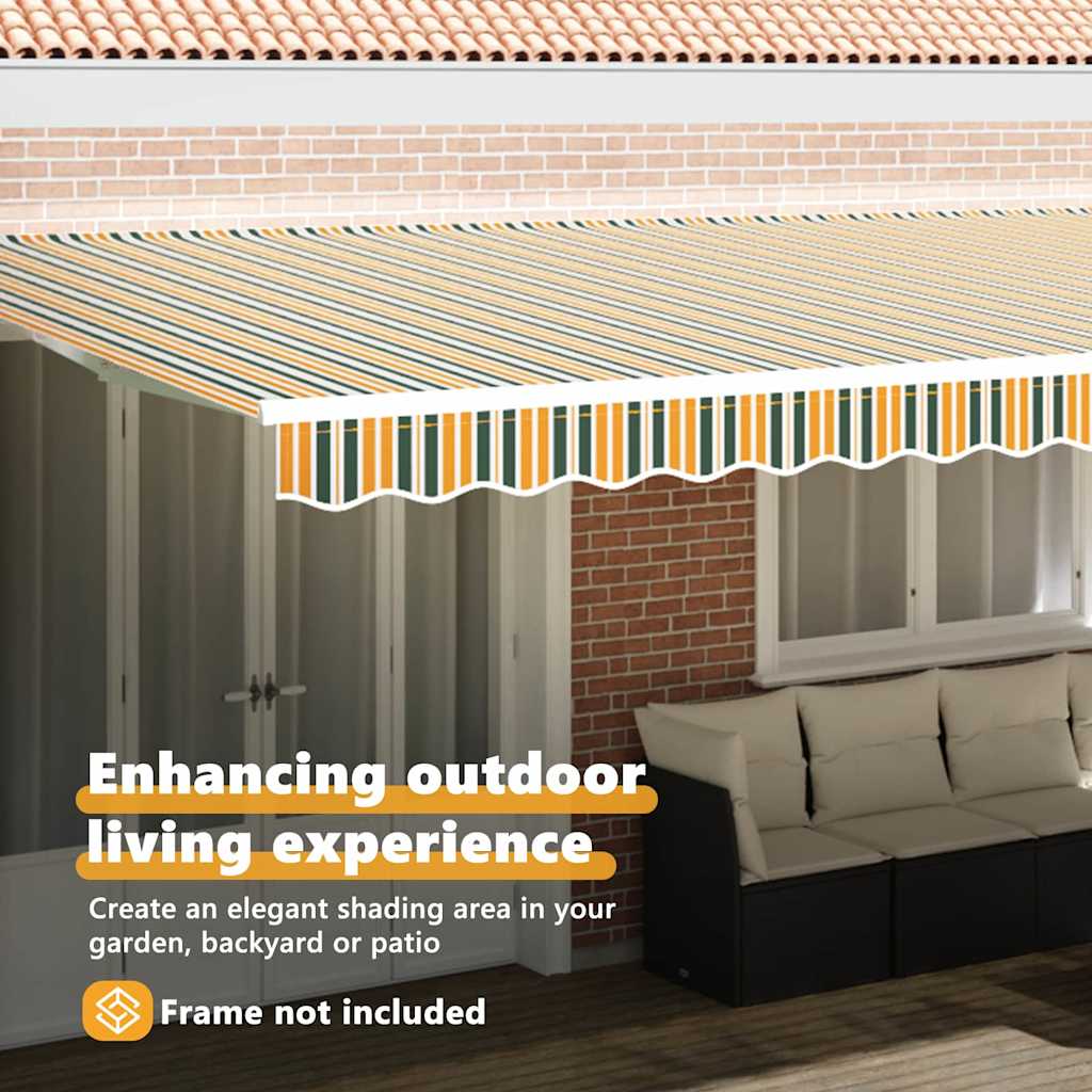 Awning Replacement Fabric Green and yellow 6 x 3.5 m Polyester