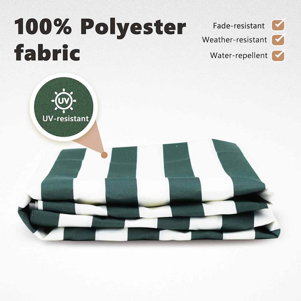 Awning Replacement Fabric Green and White 3 x 2.5 m Polyester