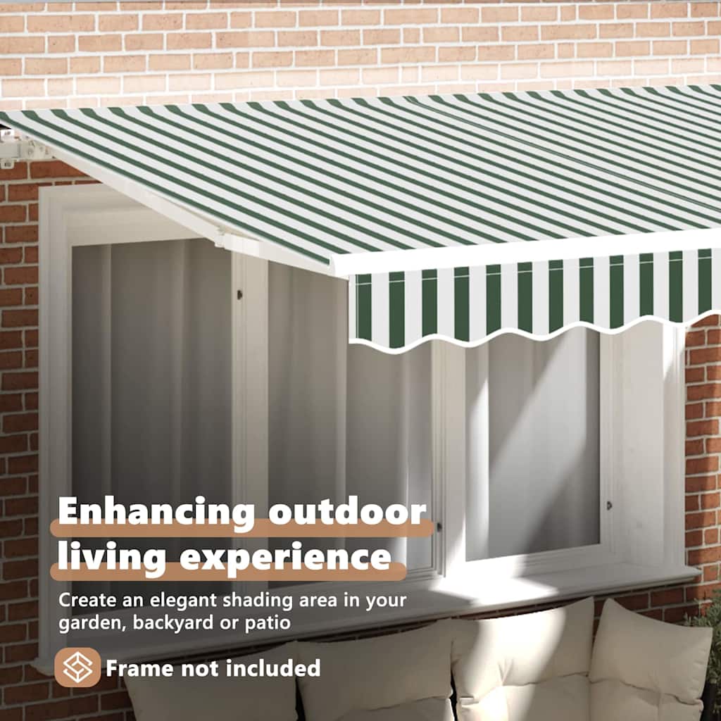 Awning Replacement Fabric Green and White 3.5 x 2.5 m Polyester