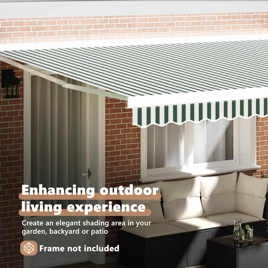 Awning Replacement Fabric Green and White 4 x 3.5 m Polyester