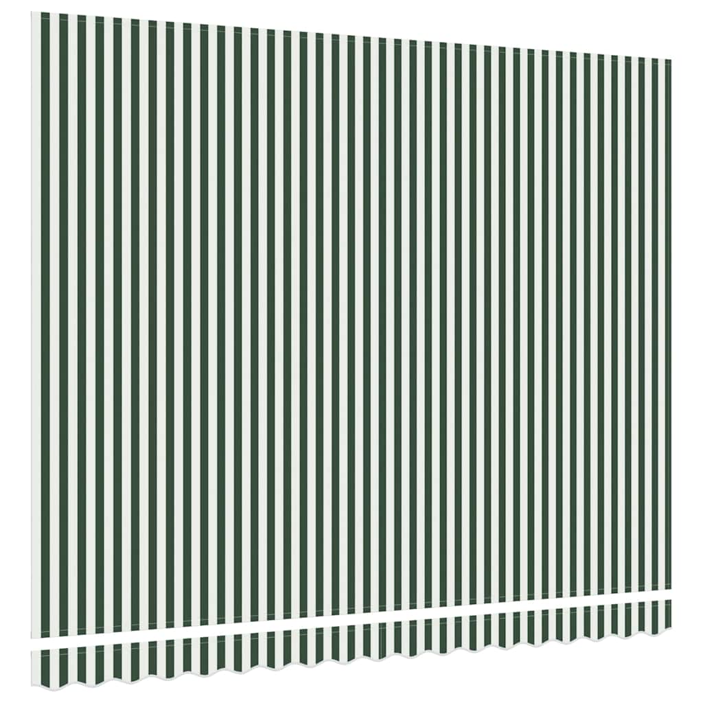 Awning Replacement Fabric Green and White 4 x 3.5 m Polyester
