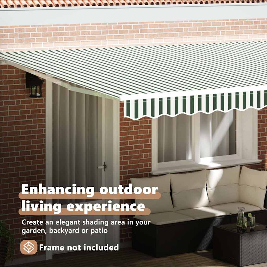 Awning Replacement Fabric Green and White 430 x 345 cm