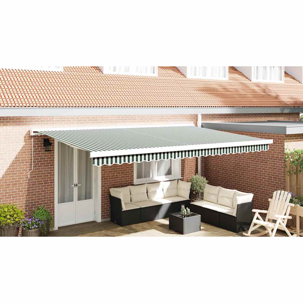 Awning Replacement Fabric Green and White 5 x 3.5 m Polyester