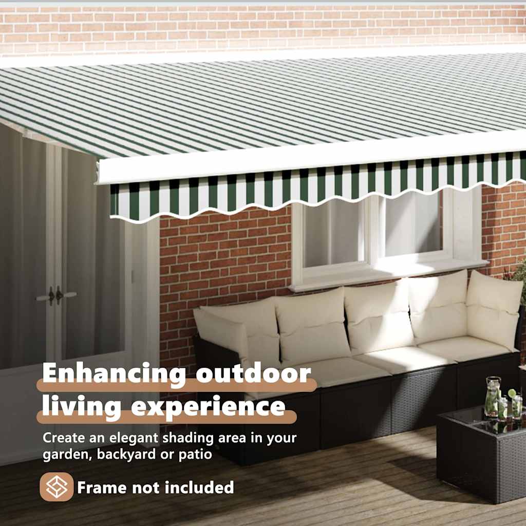 Awning Replacement Fabric Green and White 5 x 3.5 m Polyester