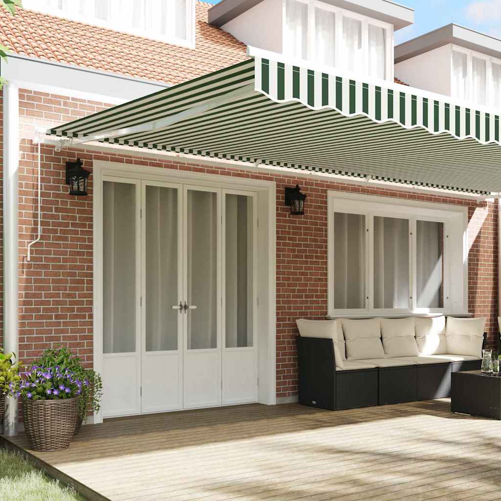 Awning Replacement Fabric Green and White 6 x 3 m Polyester