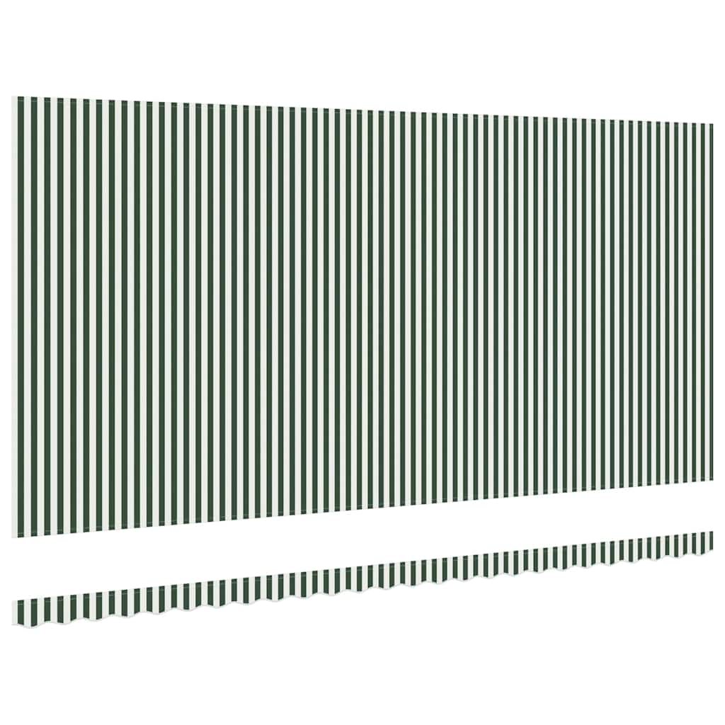 Awning Replacement Fabric Green and White 6 x 3 m Polyester