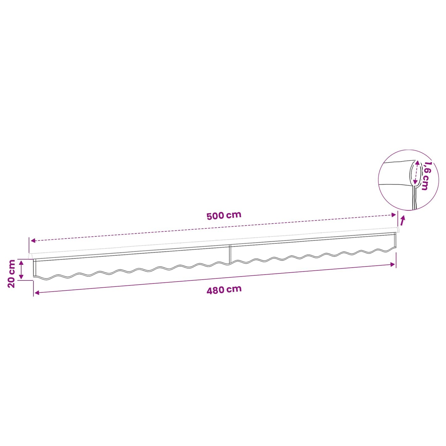 Awning Valance Replacement Beige 480 x 20 cm Polyester