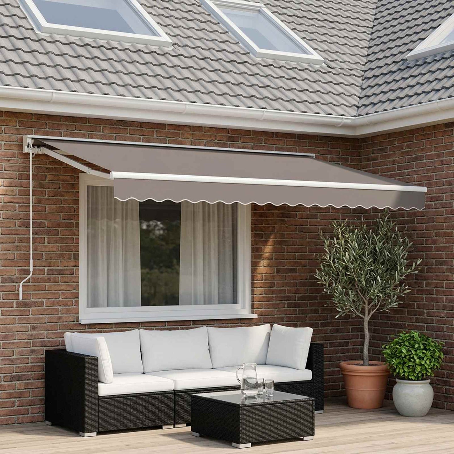 Awning Valance Replacement Light Grey 430 x 20 cm Polyester