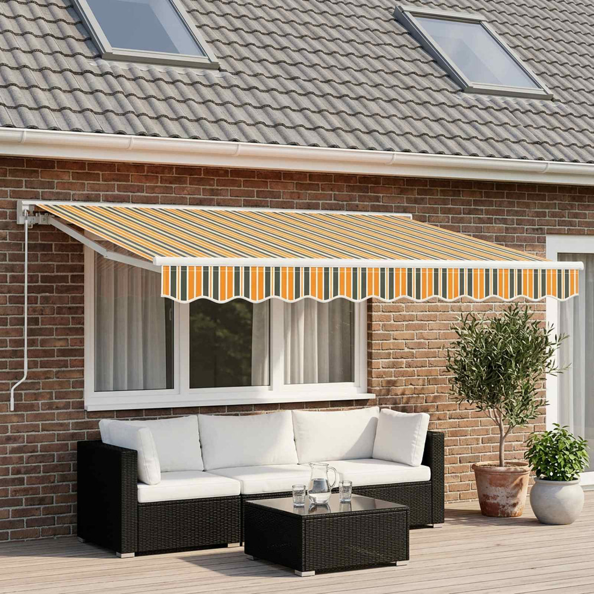 Awning Valance Replacement for 3 m Green & Yellow Stripe