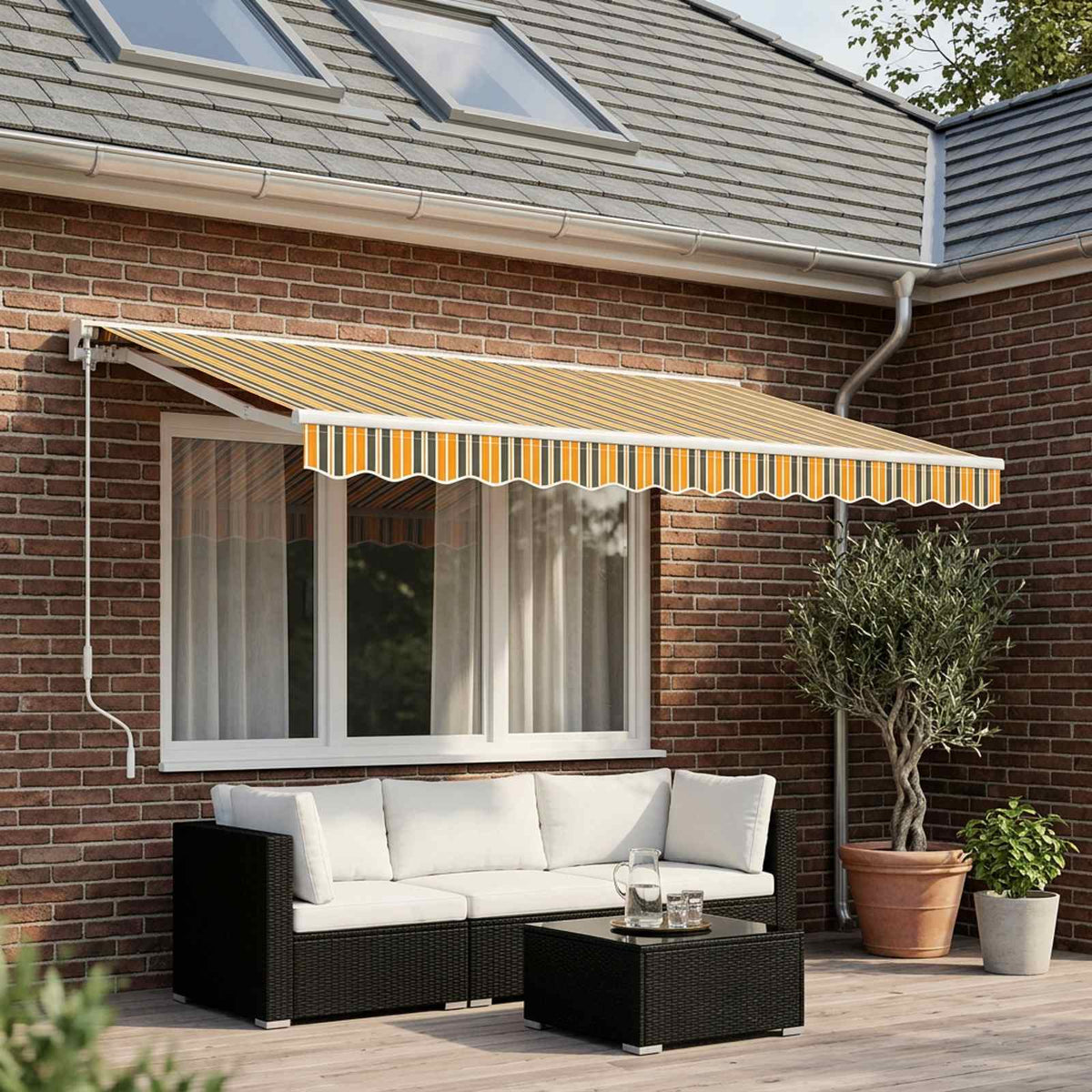 Awning Valance Replacement for 5 m Green & Yellow Stripe