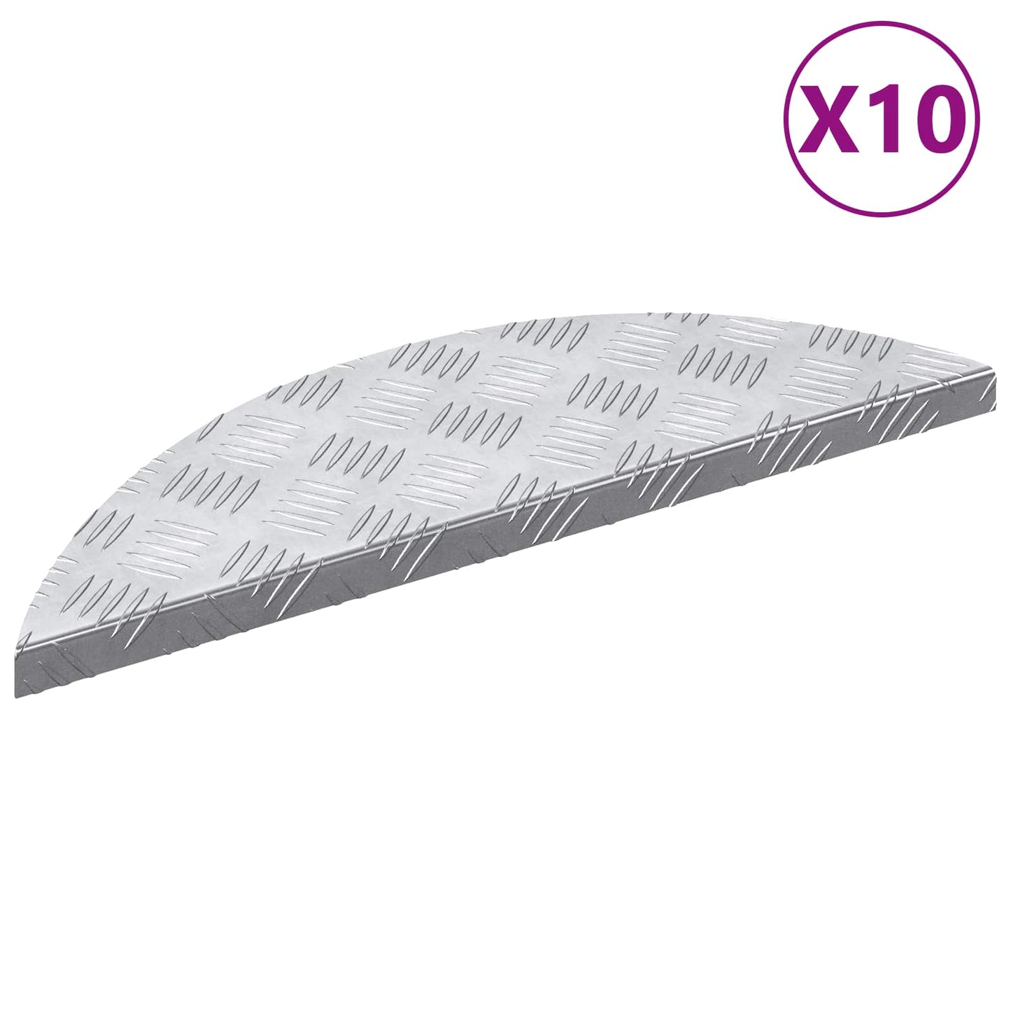 Stair Tread Crescent 10 pcs Silver 60 x 18 x 2.5 cm Aluminium