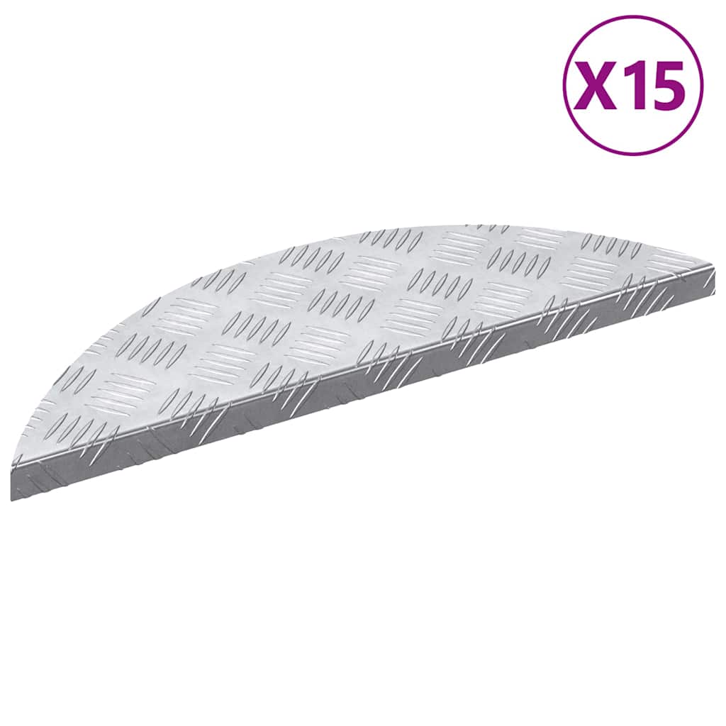 Stair Tread Crescent 15 pcs Silver 60 x 18 x 2.5 cm Aluminium