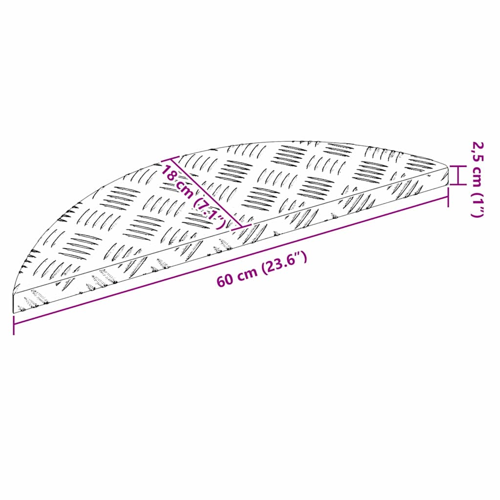 Stair Tread Crescent 15 pcs Silver 60 x 18 x 2.5 cm Aluminium