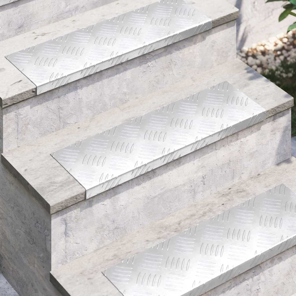 Stair Tread 10 pcs Silver 60 x 18 x 2.5 cm Aluminium