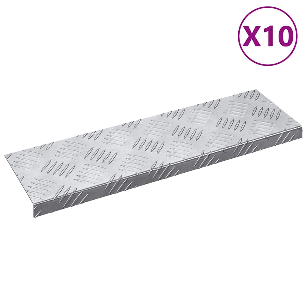 Stair Tread 10 pcs Silver 60 x 18 x 2.5 cm Aluminium