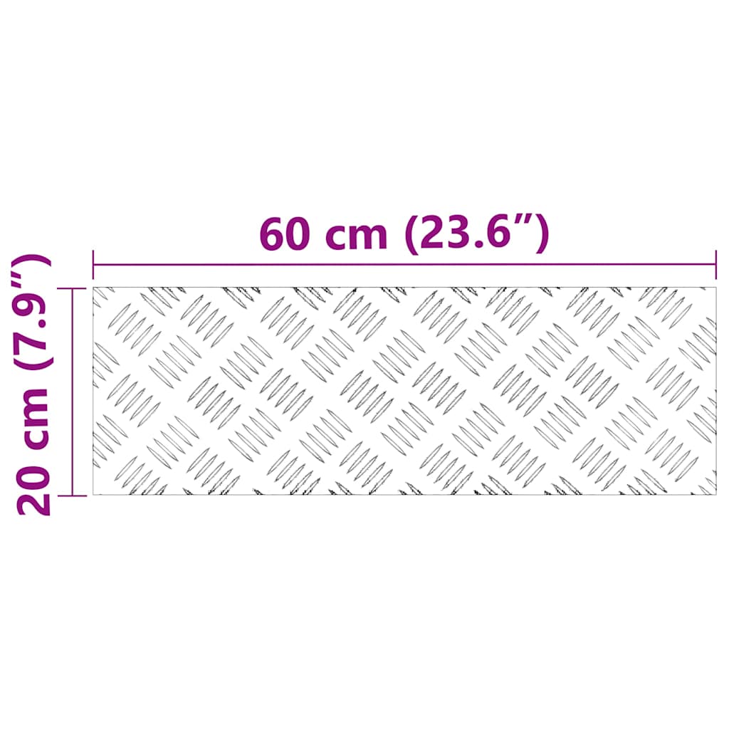 Stair Tread Rectangular 2 pcs Silver 60 x 20 cm Aluminium