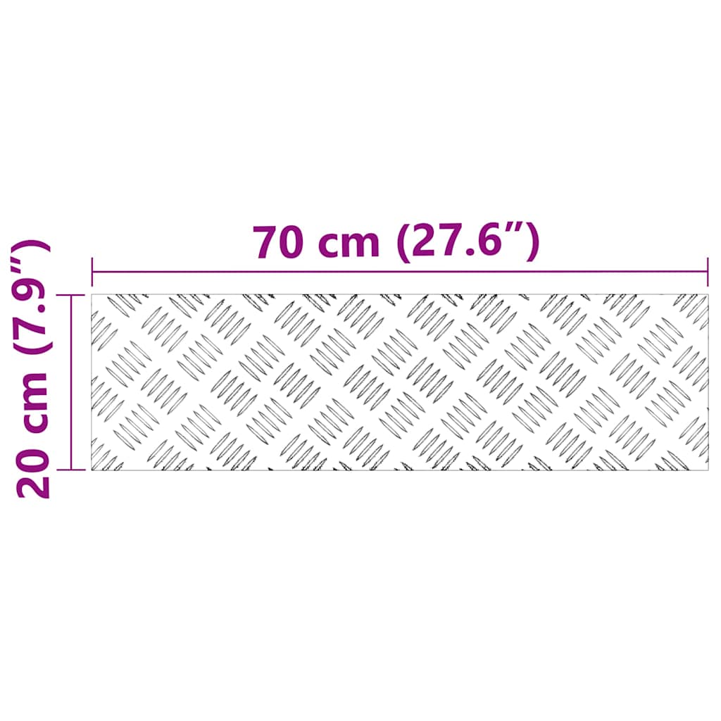 Stair Tread Rectangular 4 pcs Silver 70 x 20 cm Aluminium