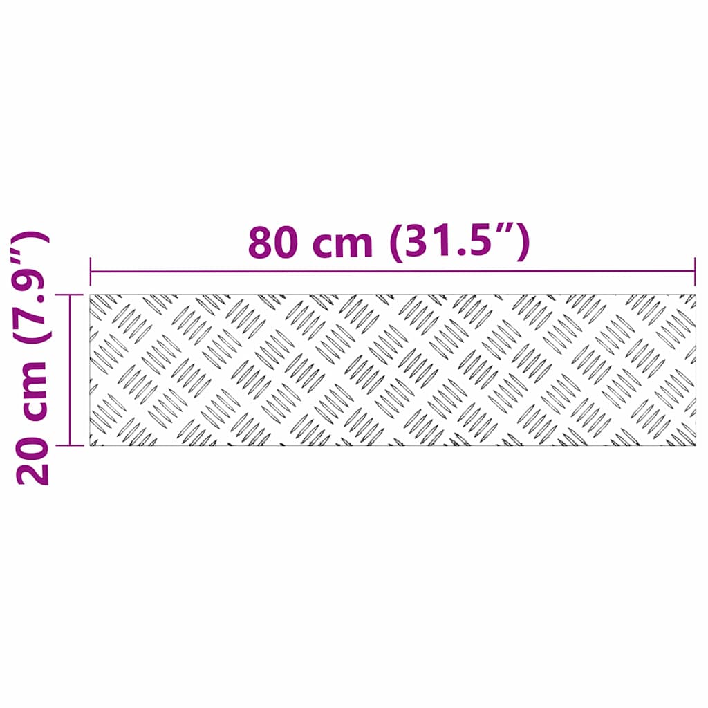 Stair Tread Rectangular 4 pcs Silver 80 x 20 cm Aluminium