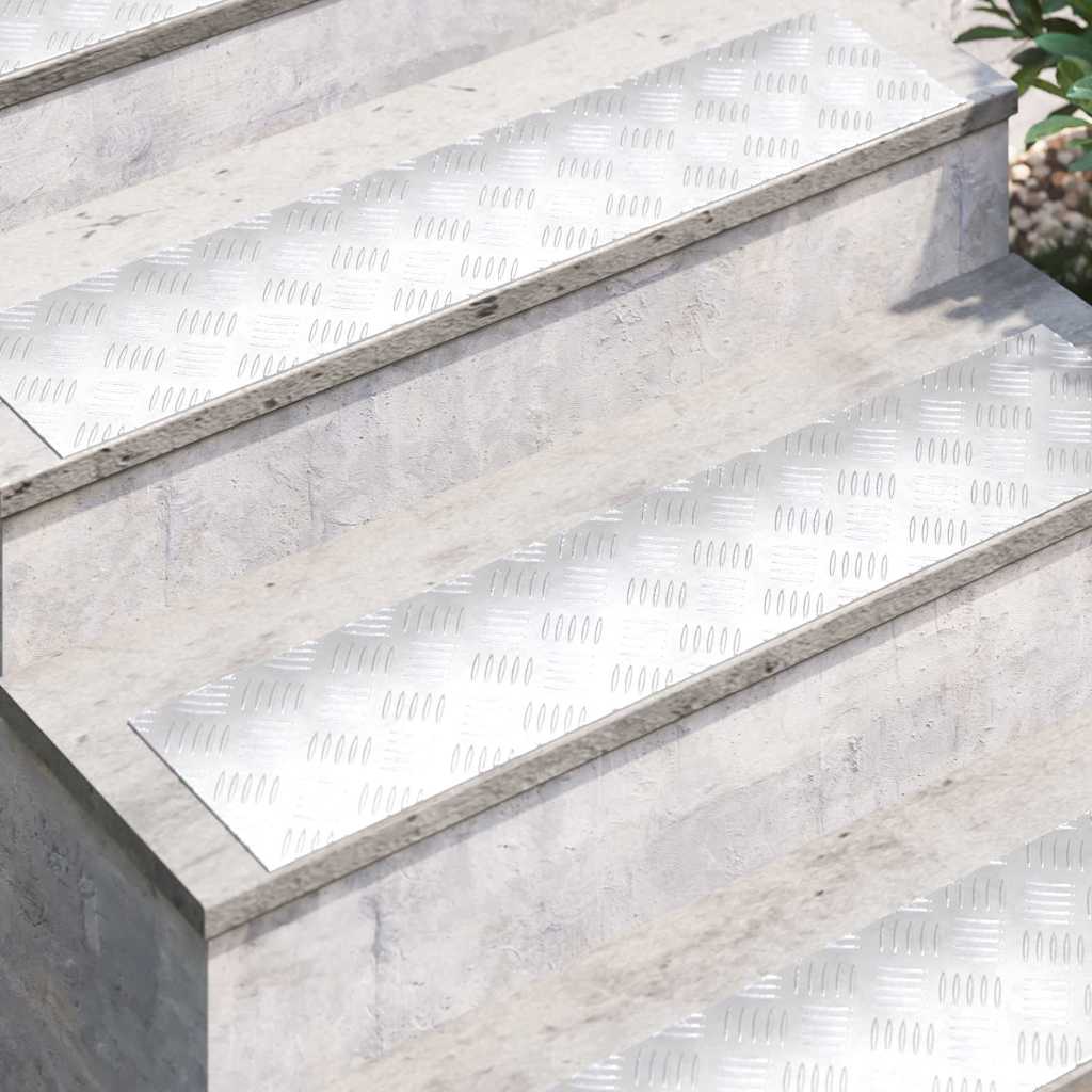 Stair Tread Rectangular 2 pcs Silver 90 x 20 cm Aluminium