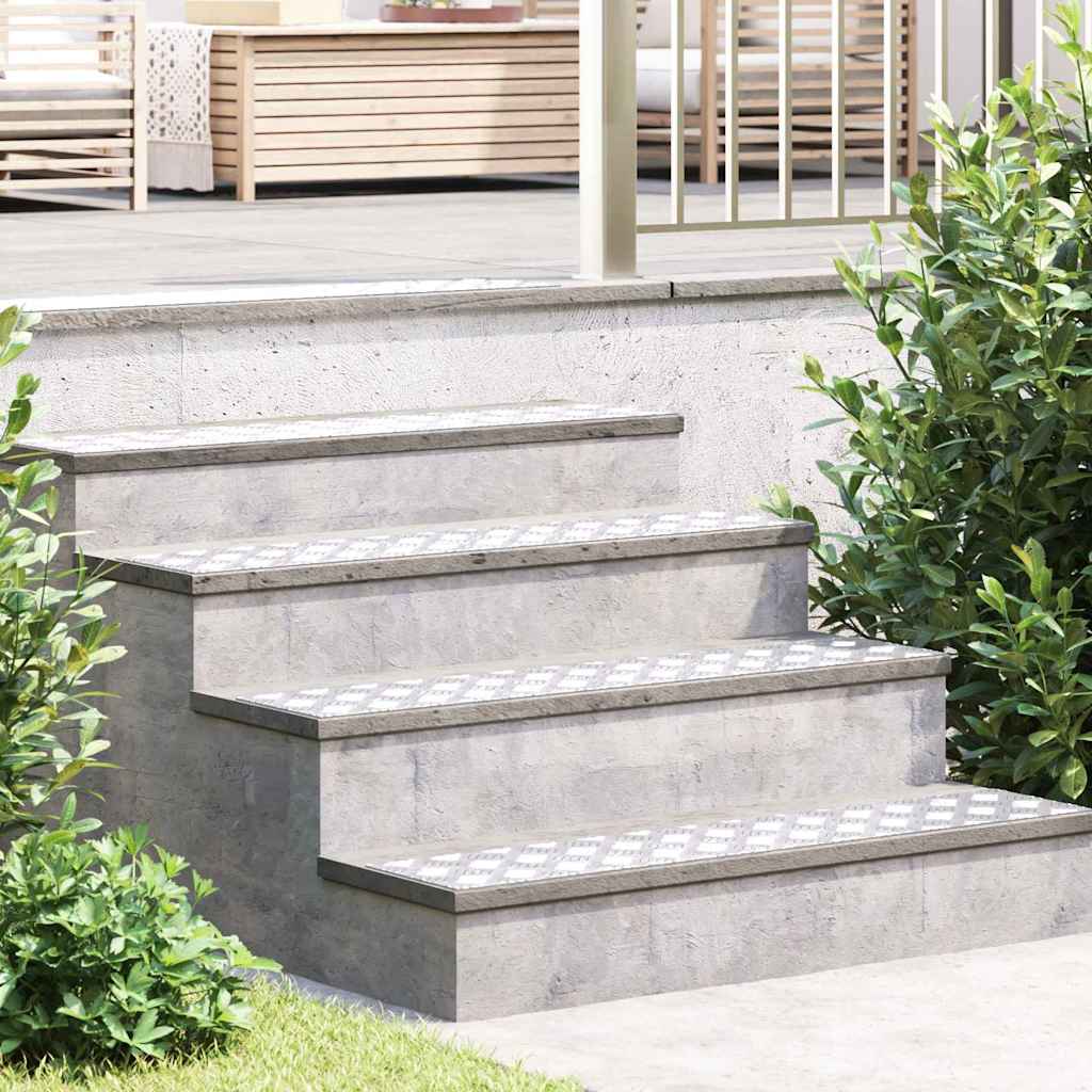 Stair Tread Rectangular 2 pcs Silver 100 x 20 cm Aluminium