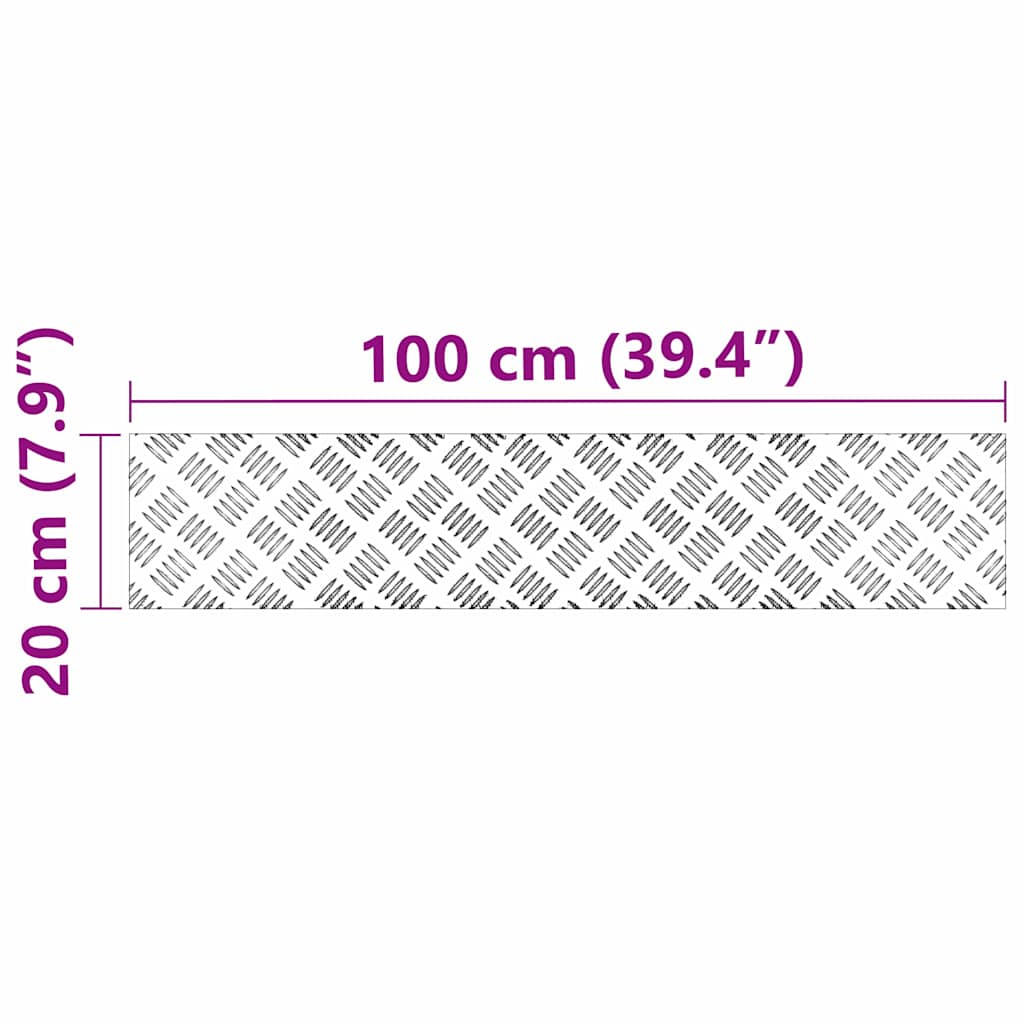 Stair Tread Rectangular 2 pcs Silver 100 x 20 cm Aluminium