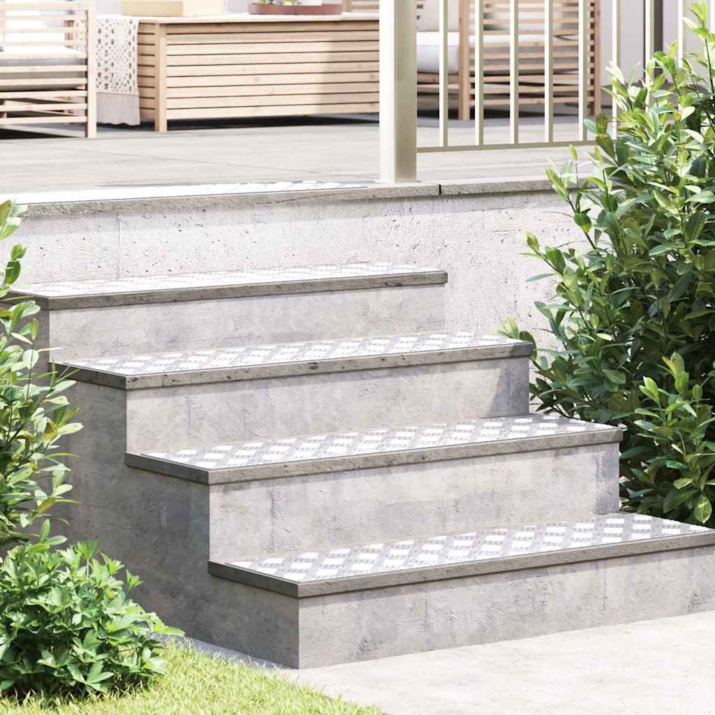Stair Tread Rectangular 4 pcs Silver 100 x 25 cm Aluminium