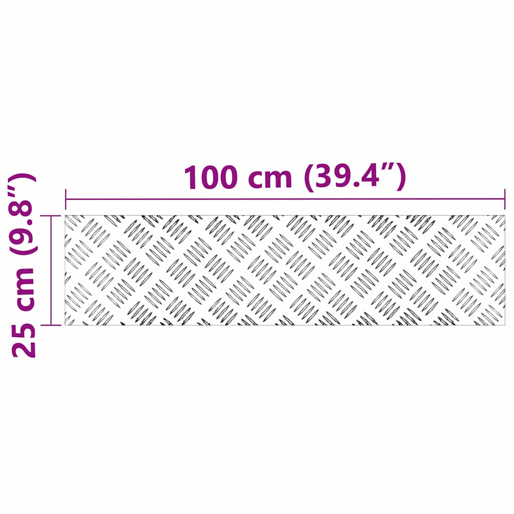 Stair Tread Rectangular 4 pcs Silver 100 x 25 cm Aluminium