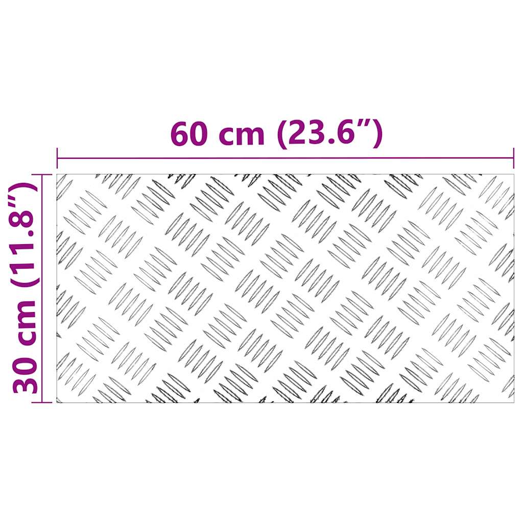 Stair Tread Rectangular 2 pcs Silver 60 x 30 cm Aluminium