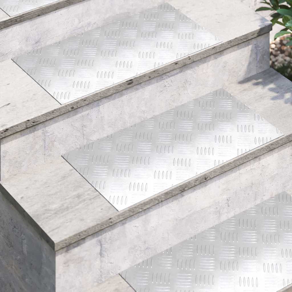 Stair Tread 4 pcs 60 x 30 cm Silver Aluminium Rectangular