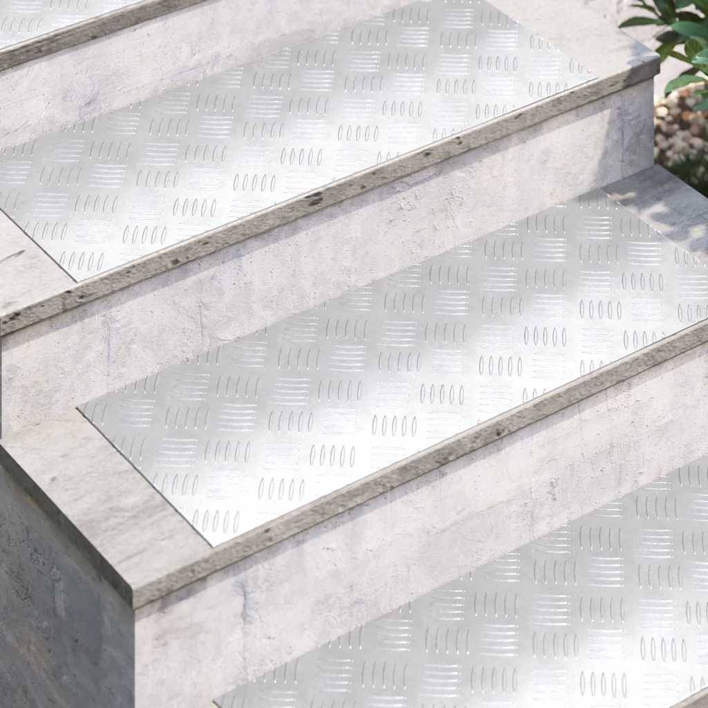 Stair Tread Rectangular 4 pcs Silver 80 x 30 cm Aluminium