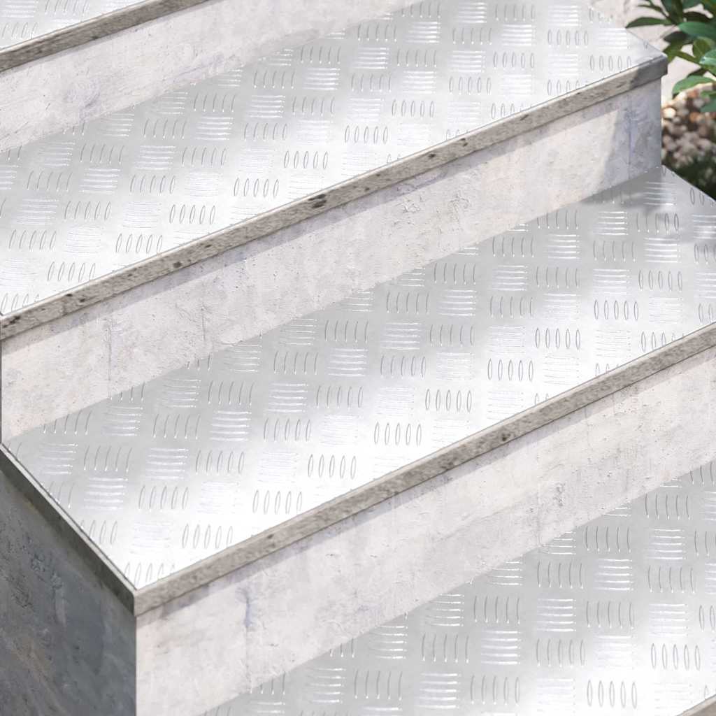 Stair Tread Rectangular 2 pcs Silver 100 x 30 cm Aluminium
