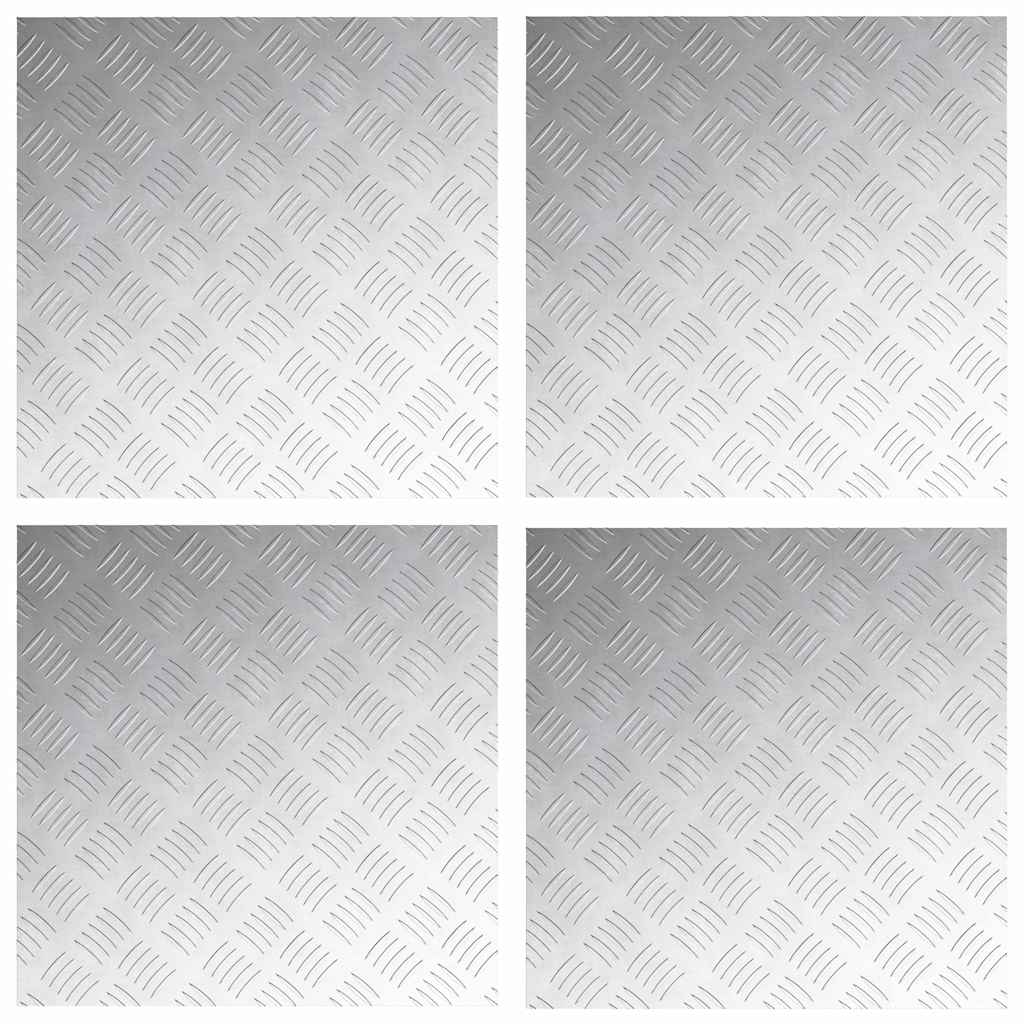 Stair Tread Square 4 pcs Silver 50 x 50 cm Aluminium