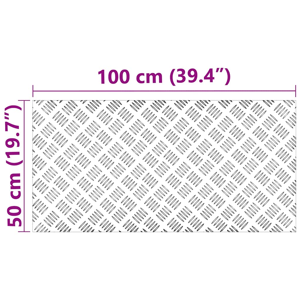 Stair Tread Rectangular 2 pcs Silver 100 x 50 cm Aluminium