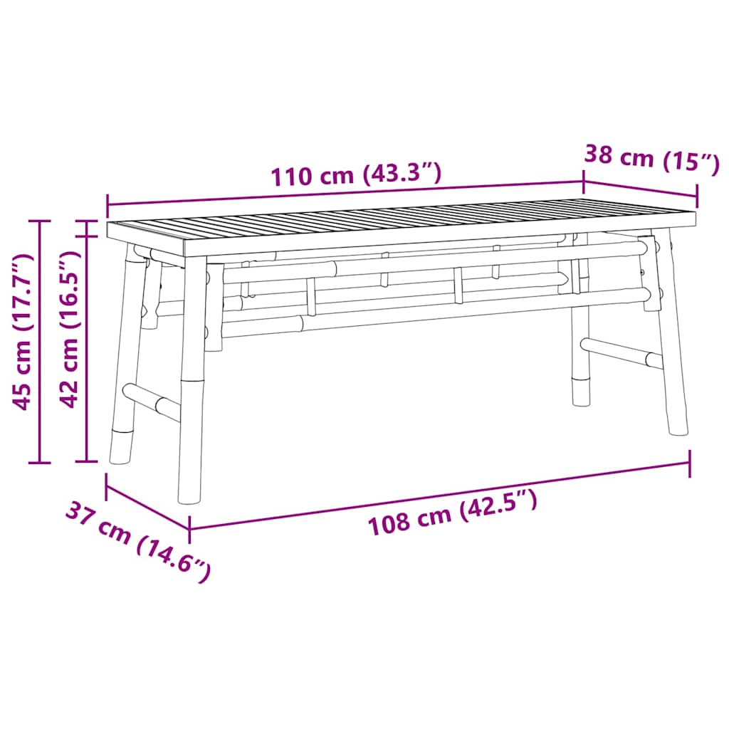 vidaXL Bench Brown 110 x 38 x 45 cm Bamboo