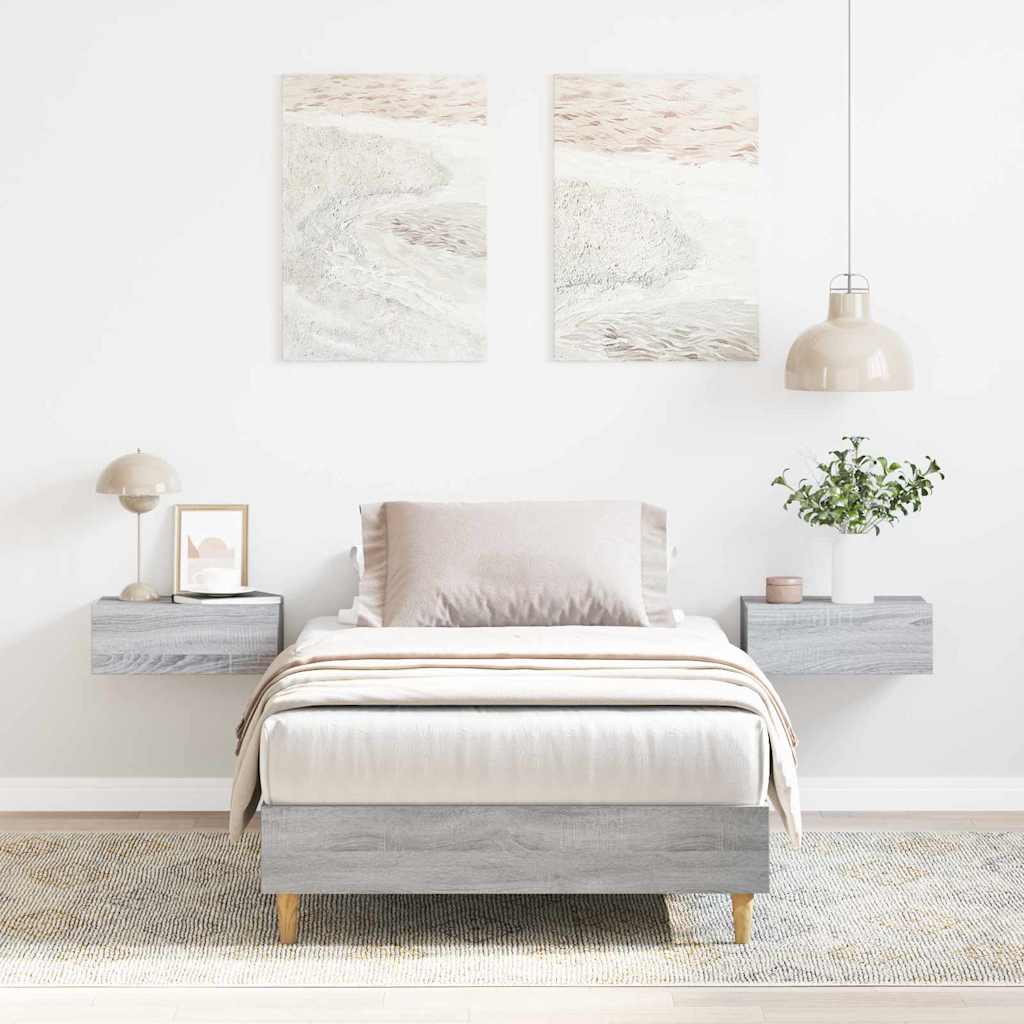 Bed Frame Grey Sonoma 203 x 93 x 25 cm Engineered Wood